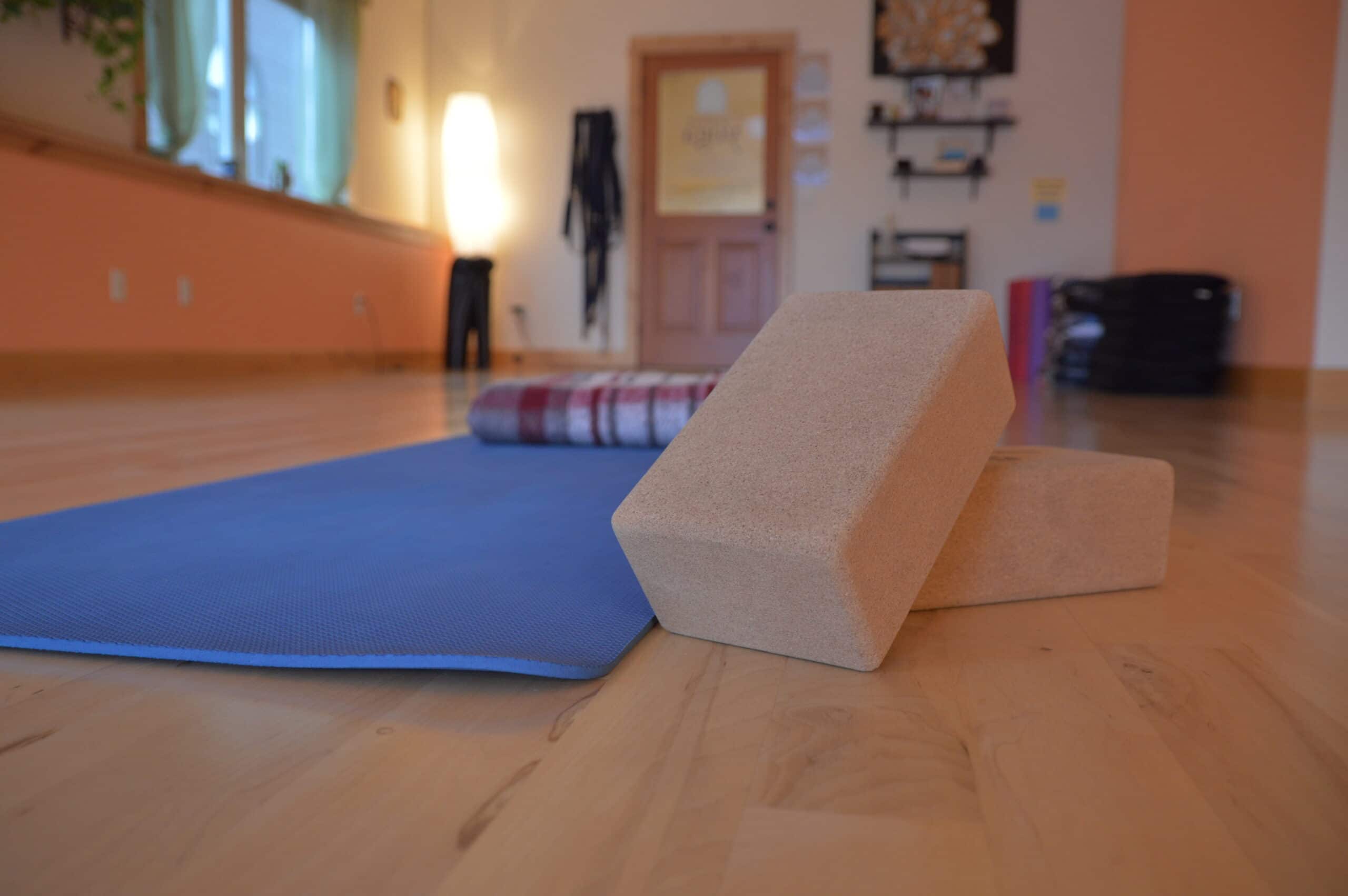 yoga blocks and mat at curative yoga bigfork studio