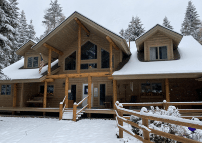exterior shot of samaa retreat center in the snow