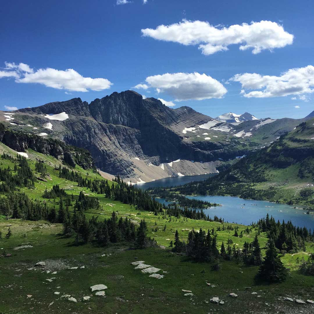 landscape photo of a lake in glacier national park